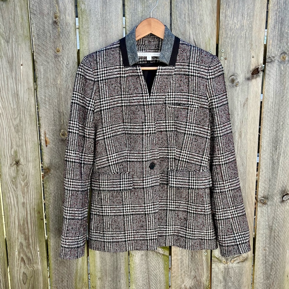 *Veronica Beard | Multicolor Wool Blend Glen Plaid Blazer Size 0